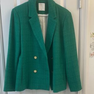 Sandro Green Double-Breasted Women's Blazer.